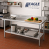 Thumbnail image #2 for Eagle Budget Series 84-Inch x 24-Inch Stainless Steel Work Table with 4-1/2-Inch Backsplash and Adjustable Undershelf