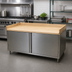 Thumbnail image #2 for BK Resources 72-Inch x 30-Inch Hard Maple Chef Table with Stainless Steel Cabinet Base and Hinged Doors