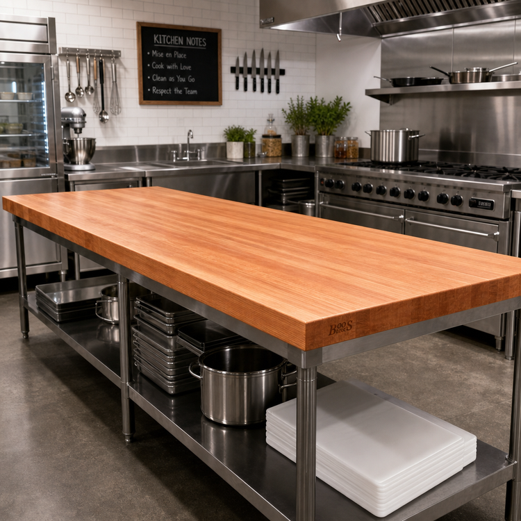 Product image #2 for Boos Block American Cherry Full-Length Edge Grain Kitchen Countertop, 96 x 42 x 3 Inch, Varnique Finish