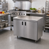 Thumbnail image #2 for Advance Tabco Special Value Economy Enclosed Work Table with Cabinet Base, Mid-Shelf and Hinged Doors, 48 x 24 Inches, 16 Gauge 304 Stainless Steel Top