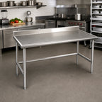Thumbnail image #2 for Eagle Group Spec-Master T2448STEM-BS 48 x 24 Inch Stainless Steel Work Table with 4-1/2 Inch Backsplash, 14-Gauge 300 Series Top, Open Base