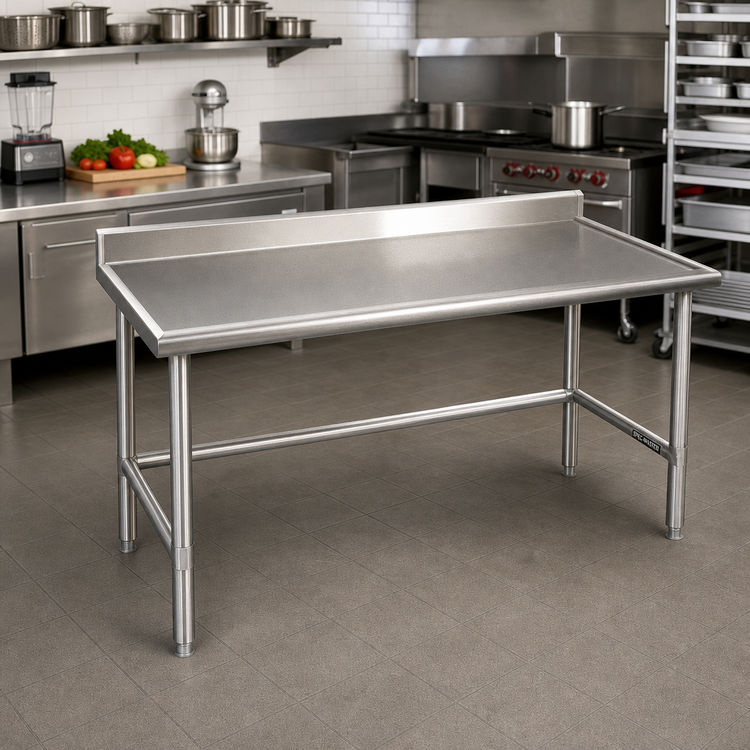 Product image #2 for Spec-Master Marine Series Stainless Steel Work Table with 4-1/2 Inch Backsplash, 48 x 24 Inches
