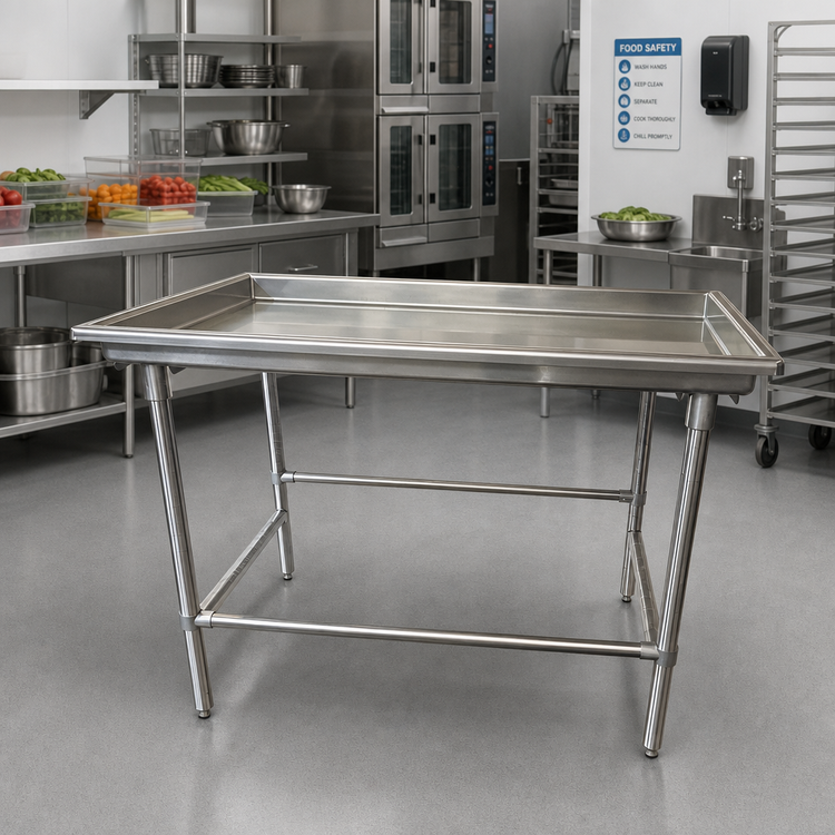 Product image #2 for Advance Tabco 96-Inch Stainless Steel Sorting Table with 3-Inch Raised Edge, No Backsplash