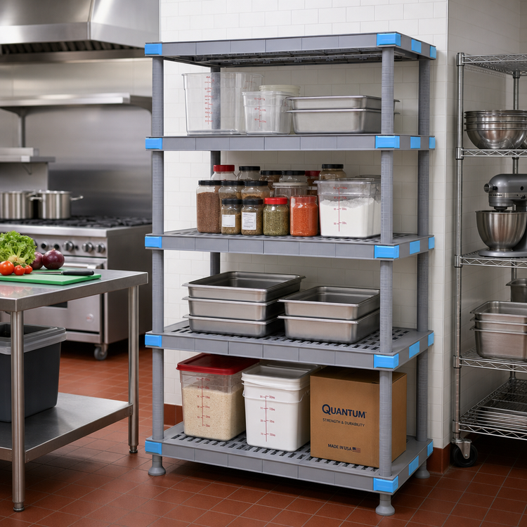 Product image #2 for Quantum Millenia 4-Shelf Stationary Starter Polymer Shelving Unit, 42 x 24 x 86 Inches