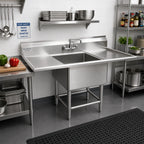 Thumbnail image #2 for Eagle Group Spec-Master FN2424-1-18L-14/3 1-Compartment Commercial Sink with Left Drainboard, 24 x 24 x 14-Inch Bowl, 14-Gauge Stainless Steel