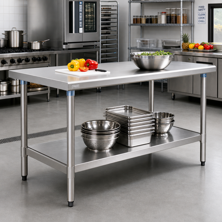 Product image #2 for Eagle Deluxe Series Stainless Steel Work Table with Adjustable Undershelf, 84 x 36 Inches