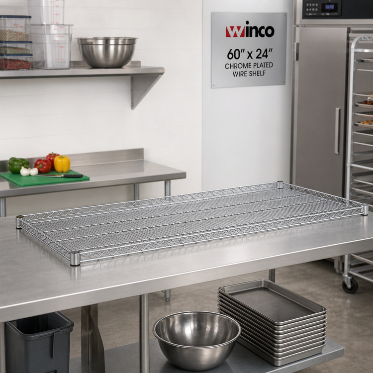 Product image #3 for Winco 60 Inch x 24 Inch Chrome Plated Wire Shelf