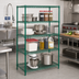 Thumbnail image #2 for Quantum 36-Inch x 21-Inch x 63-Inch 4-Shelf Wire Shelving Starter Kit, Green Epoxy Antimicrobial Finish