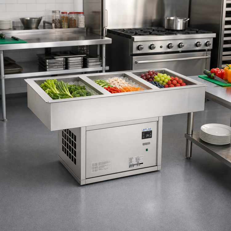 Product image #2 for Atlas Metal WCMX-3 3-Pan Full-Size Remote Refrigerated Drop-In Cold Well