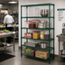 Thumbnail image #2 for Quantum 36-Inch x 36-Inch x 74-Inch Stationary Wire Shelving Starter Kit, 5 Shelves, Green Epoxy