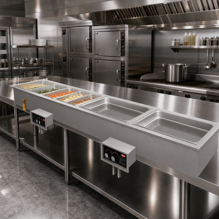 Product image #2 for Hatco Drop-In Modular Slim Heated Well with Manifold Drains, 2 Full-Size Pan Capacity