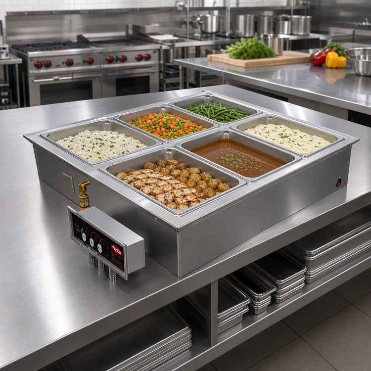 Product image #2 for Hatco HWBI43-5D Drop-In Modular/Ganged Heated Well with Drain, 5 x 4/3-Size Pan Capacity