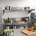 Thumbnail image #2 for John Boos Stallion BHS16144 144-Inch Wall-Mounted Stainless Steel Shelf, 16-Inch Deep, 18 Gauge, 300 Series, Safety Edge, Rear Up-Turn