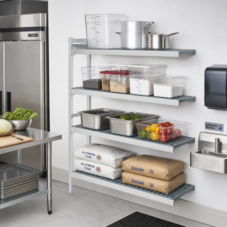 Product image #2 for Fermostock 4-Tier Add-On Polymer Shelving Expansion Unit, 47W x 14D x 71H, Gray