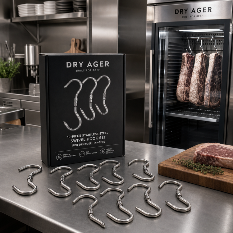 Product image #2 for DRY AGER 10-Piece Stainless Steel Swivel Hook Set for DRYAGER Hangers