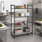 Thumbnail image #2 for Cambro Camshelving® Basics Plus CBU243664S4580 4-Tier Stationary Solid Polymer Shelving Starter Unit, 24 x 36 x 64 in., Brushed Graphite