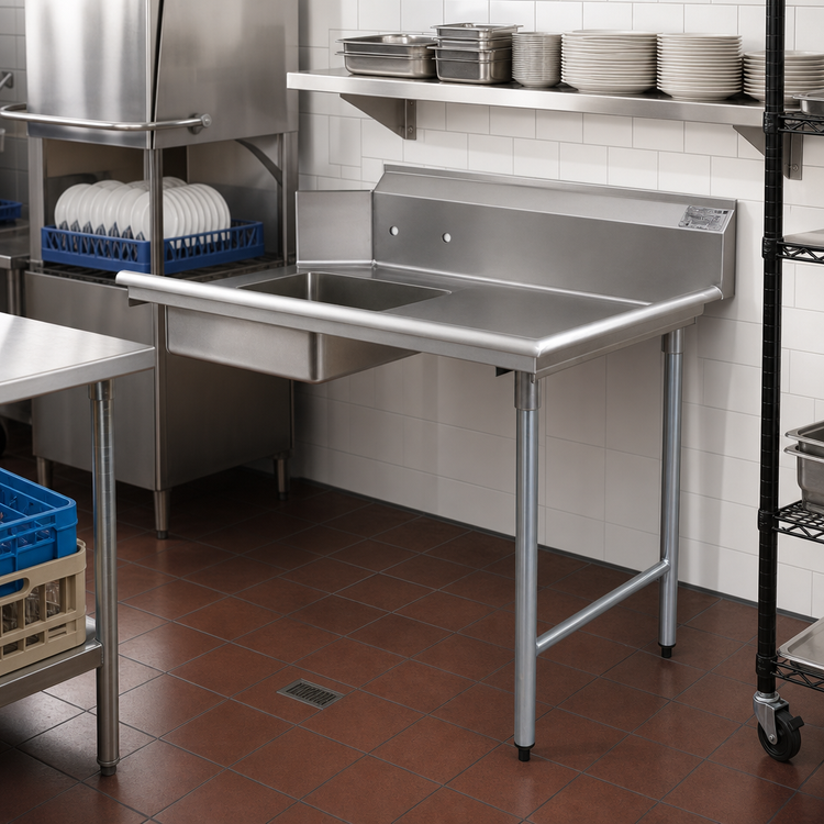 Product image #2 for Eagle Group BlendPort Soiled Dishtable, Straight, 36-Inch, Right-To-Left, 16/300 Stainless Steel Top with 20 x 20 x 5 Sink
