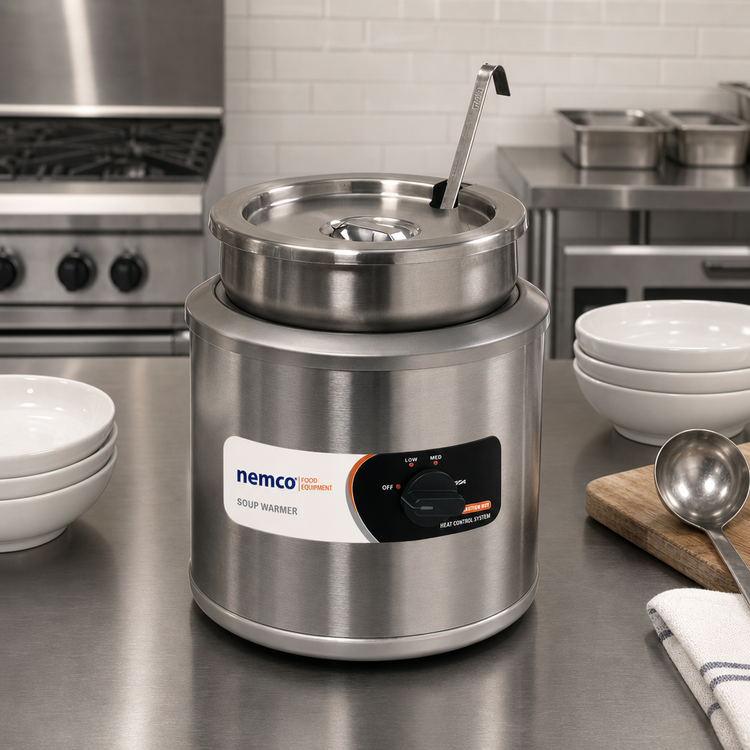 Product image #2 for Nemco 6100A-ICL 7-Quart Countertop Round Food Warmer, 120V, with Inset, Cover and Ladle