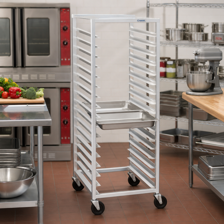 Product image #2 for Channel Manufacturing 12 x 20 Steam Table Pan Rack, Standard Series Aluminum, Side Load, 5-Inch Spacing, 36-Inch High