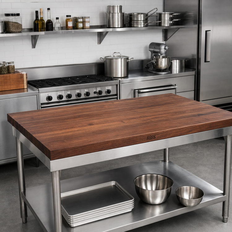 Product image #2 for John Boos Boos Block 60" x 38" American Black Walnut Kitchen Countertop, 2-1/4" Thick, Penetrating Oil Finish