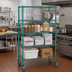 Thumbnail image #2 for Quantum M1860P46-5 5-Shelf Mobile Wire Shelving Cart, 60-Inch W x 18-Inch D x 69-Inch H, Green Epoxy Antimicrobial Coating