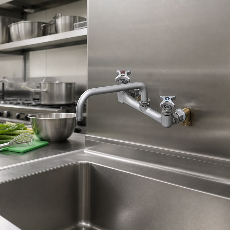Product image #2 for T&S Big-Flo Wall Mount Mixing Faucet with 12-Inch Swing Nozzle