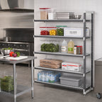 Thumbnail image #2 for Cambro Camshelving® Elements EXA214284V5480 21 x 42 x 84 Inch 5-Tier Vented Stationary Add-On Shelving Unit, Speckled Gray