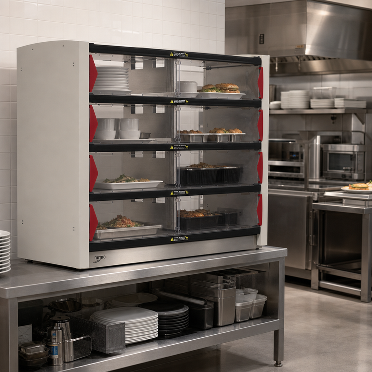 Product image #3 for Metro2Go 8-Compartment Pass-Thru Order Hot Station with Sliding Polycarbonate Doors, 120V