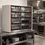 Thumbnail image #3 for Metro Metro2Go PU8CD-HS1842 8-Compartment Pass-Thru Order Hot Station with Sliding Polycarbonate Doors, 4 Controlled Shelves, 120V
