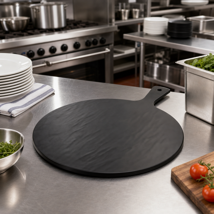 Product image #2 for American Metalcraft Black Faux Slate Melamine Round Serving Peel with Handle, 15-Inch