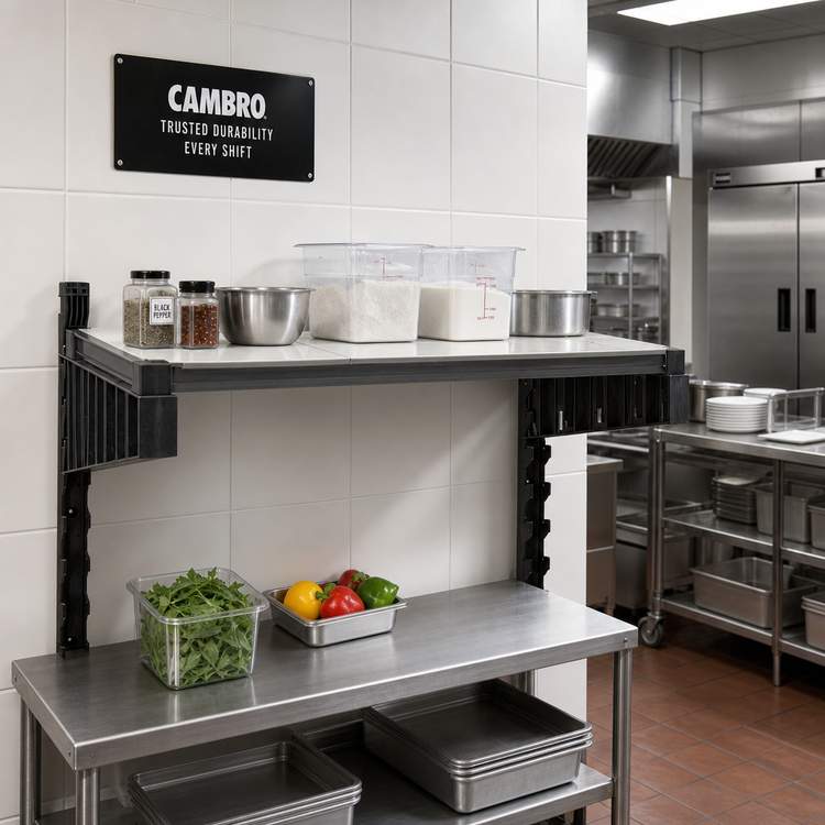 Product image #2 for Cambro Camshelving Elevation Series 21 x 30-Inch Solid Wall Shelf Kit, Brushed Graphite