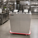 Thumbnail image #2 for Carter-Hoffmann (Middleby) EPD3S10 Enclosed Unheated 3-Silo Mobile Plate Dispenser for 10-Inch Round Plates