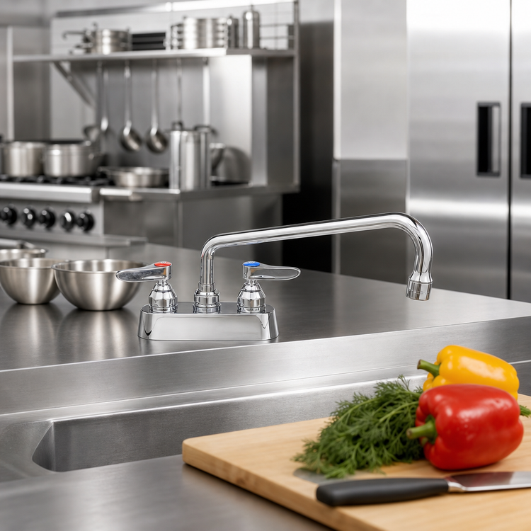 Product image #2 for 4-Inch Centers Deck-Mount Workboard Faucet with 10-Inch Swing Nozzle