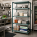 Thumbnail image #2 for Quantum 4-Tier Stationary Wire Plastic Mat Shelving Unit, 42 x 24 x 74 Inches, Green Epoxy Antimicrobial Finish