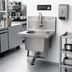 Thumbnail image #2 for Eagle Group Wall-Mounted 304 Stainless Steel Hand Sink with Single Knee Pedal, Skirt, and Faucet