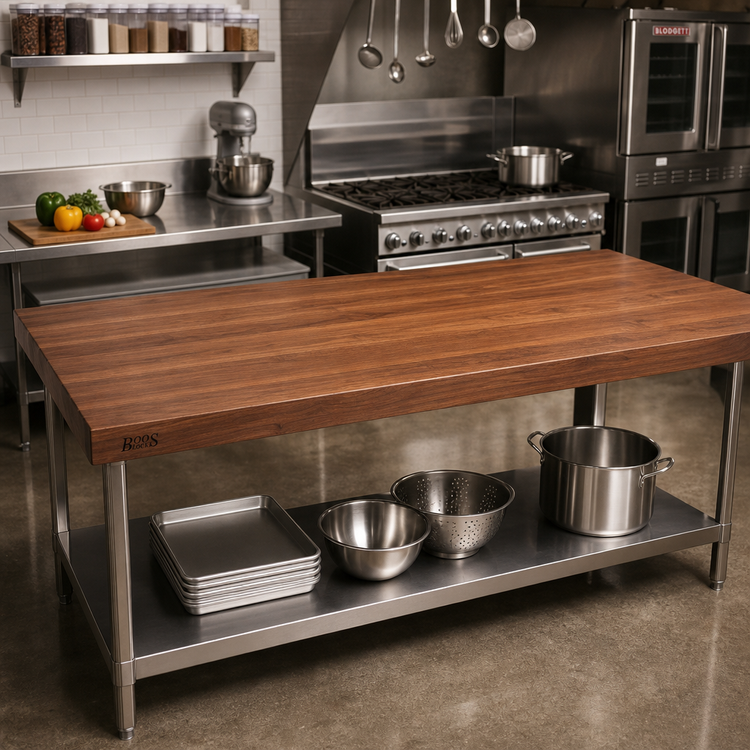 Product image #2 for John Boos Boos Block American Black Walnut Edge Grain Kitchen Countertop, 96 x 30 x 2-1/4 Inches, Varnique Finish