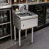 Thumbnail image #2 for BK Resources Slimline Underbar Dump Sink with Splash Mount Faucet, Soap Dispenser, Towel Dispenser and Basket Drain, 15-1/2 Inch Wide, 1 Compartment