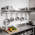 Thumbnail image #2 for John Boos Stallion Wall-Mount Stainless Steel Pot Rack Shelf with 10 Hooks, 120 x 18 x 13 Inches
