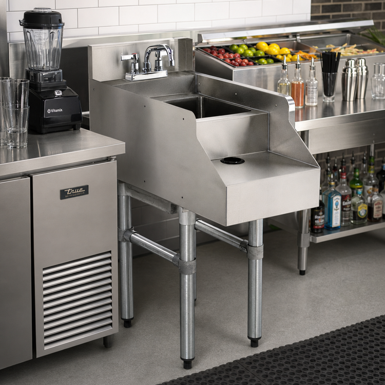 Product image #2 for Advance Tabco Special Value Series Freestanding Underbar Blender Station with Dump Sink and Deck-Mount Faucet