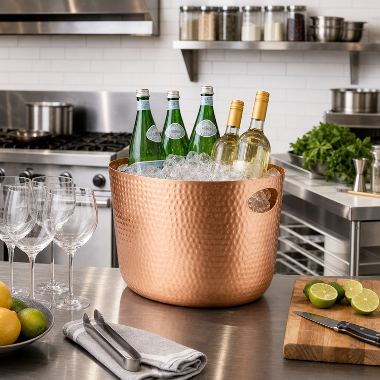 Product image #2 for American Metalcraft Hammered Aluminum Copper Oval Beverage Tub, 7.75 Qt.