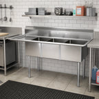 Thumbnail image #2 for John Boos E3S8-1014-10L15-X 3-Compartment Commercial Sink, Left 15-Inch Drainboard, 18/300 Stainless Steel, 47-1/2-Inch