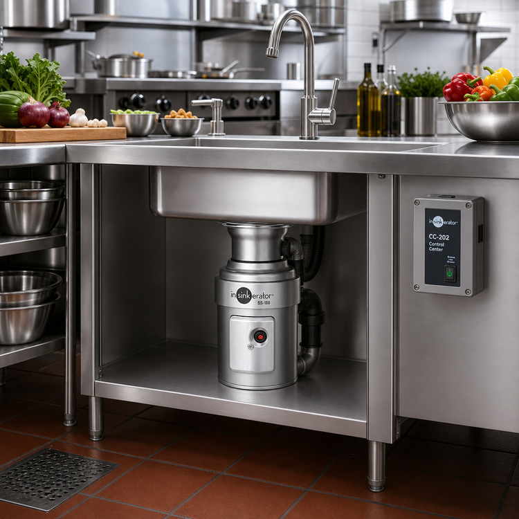 Product image #2 for InSinkErator SS-100 1 HP Small-Capacity Food Waste Disposer Package with 15-Inch Bowl and CC-202 Control Center