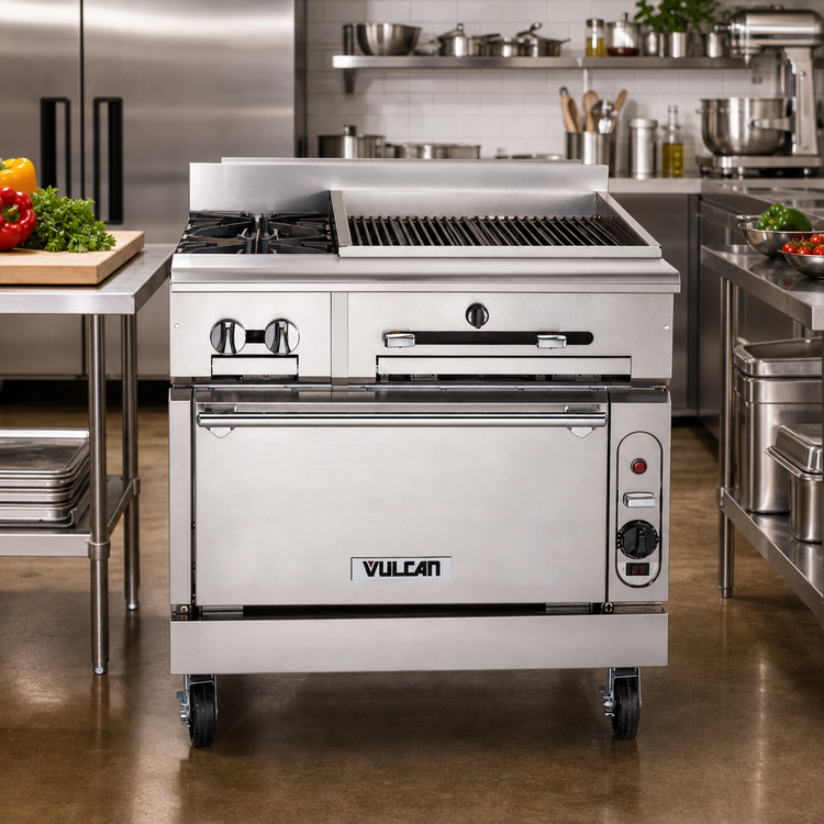 Product image #2 for Vulcan 36-Inch Heavy Duty Gas Range with Infrared Charbroiler and Standard Oven