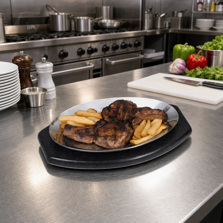 Product image #2 for Oval Mirror-Finished Aluminum Sizzle Platter, 10 1/2 x 7 Inches