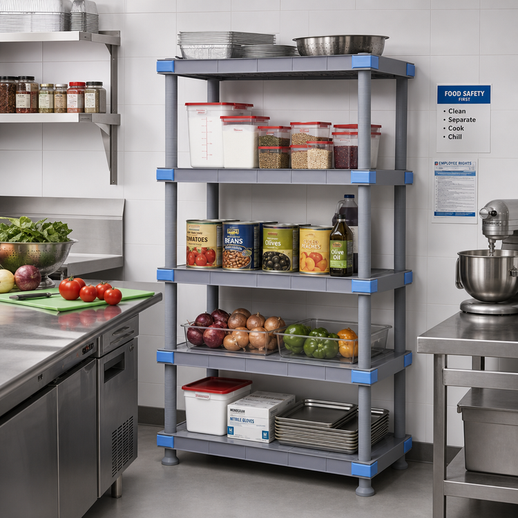 Product image #2 for Millenia 48-Inch W x 18-Inch D x 62-Inch H Solid Polymer Stationary Starter Shelving Unit with 5 Shelves