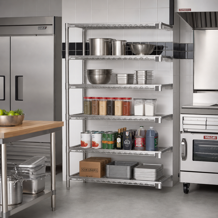 Product image #2 for Eagle Group 36-Inch Wide 5-Tier Add-On Wire Shelving Unit, Stainless Steel Finish