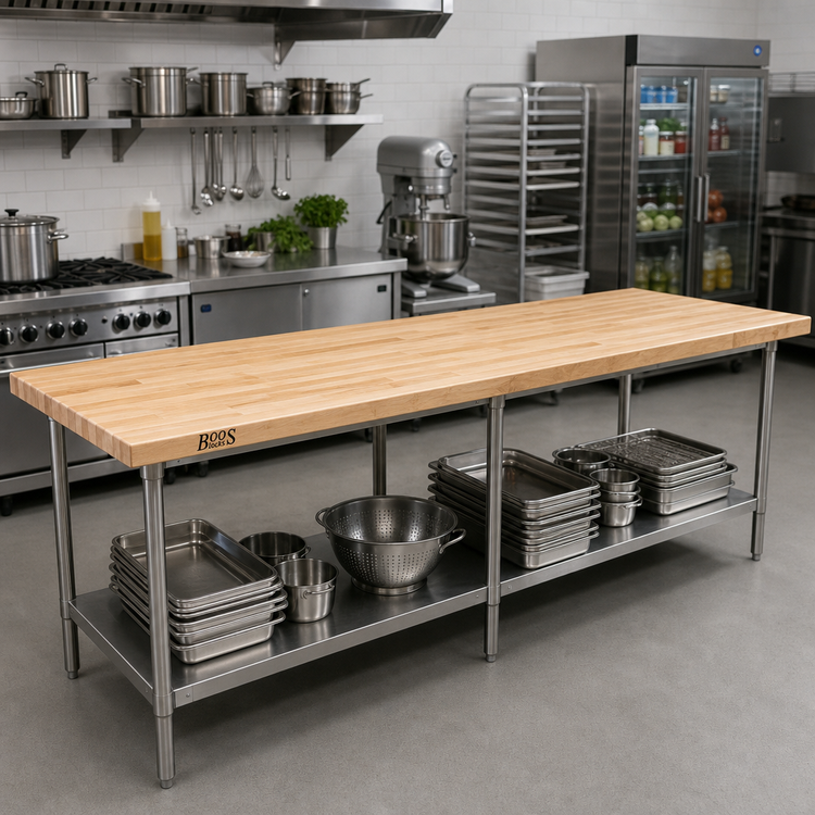 Product image #2 for John Boos Boos Block Blended Edge Grain Northern Hard Rock Maple Kitchen Countertop, 132 x 30 x 1-1/2 Inch, Varnique Finish