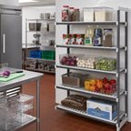 Thumbnail image #2 for Cambro Camshelving® Elements EXA243664V5480 Stationary Add-On Polymer Shelving Unit, 24"D x 36"W x 64"H, 5-Tier Vented, Gray