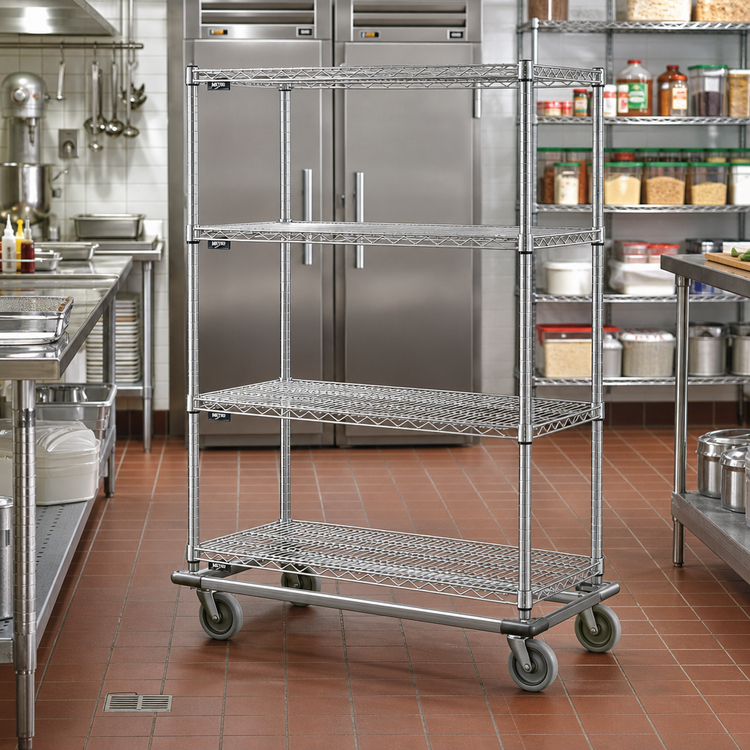 Product image #2 for Metro Super Erecta 60"W x 24"D x 69"H Chrome 4-Shelf Wire Dolly Truck