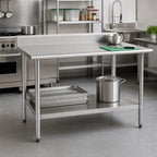 Thumbnail image #2 for Eagle Group Budget Series T2484B-BS 84-Inch x 24-Inch 430 Stainless Steel Work Table with 4-1/2-Inch Backsplash and Galvanized Undershelf